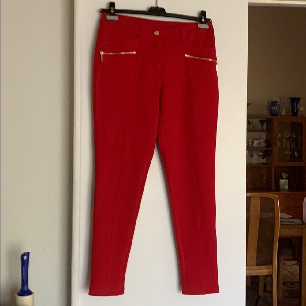 Red stretchy pants